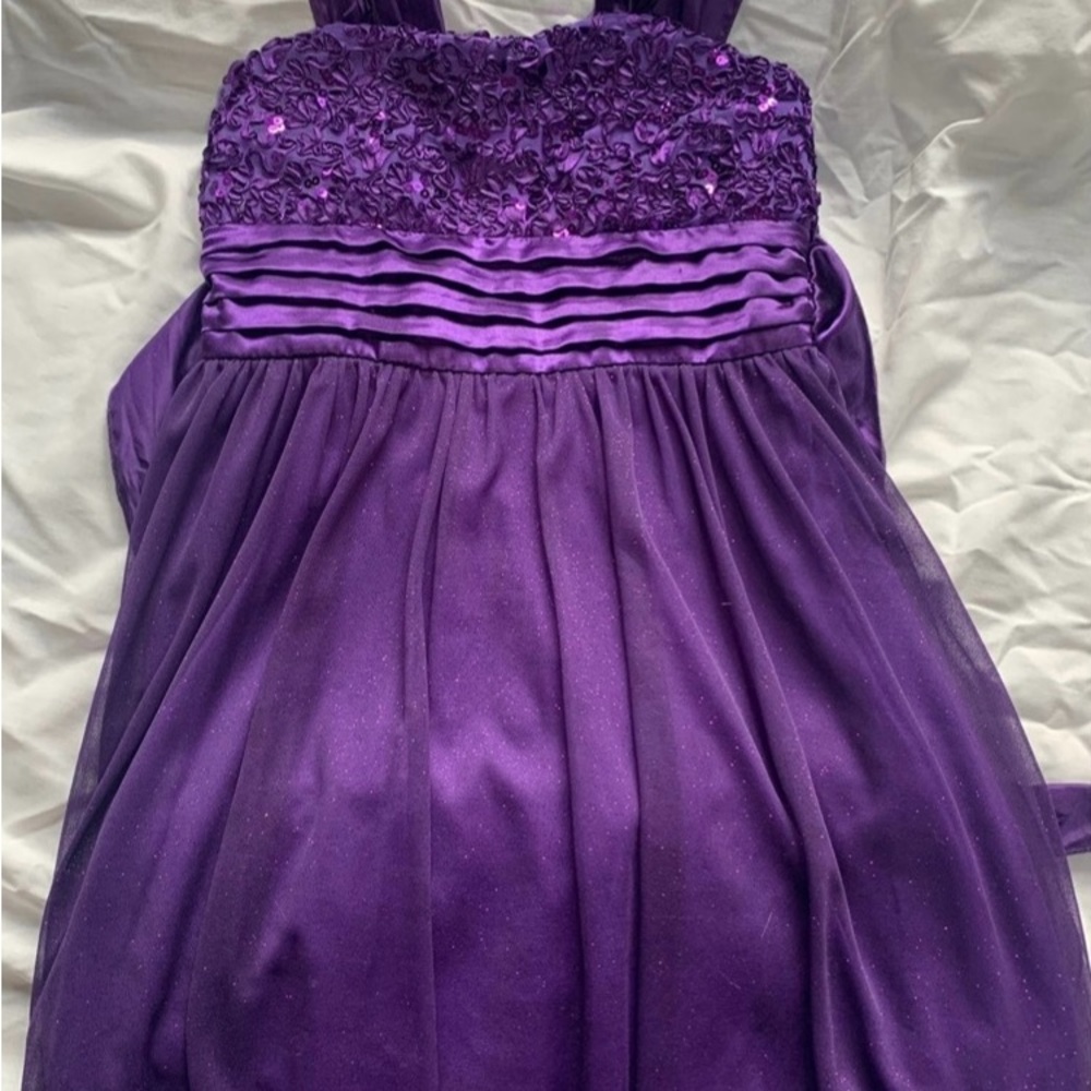 Girls dress purple satin